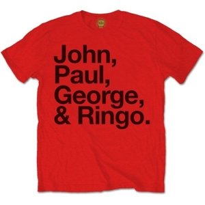 The Beatles tričko John, Paul, George & Ringo Červená XL