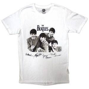 The Beatles tričko Mop Tops & Signatures Biela M