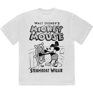 Mickey Mouse tričko Steamboat Willie Biela L
