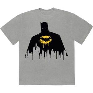 DC Comics tričko Batman Silhouette Drip Šedá L