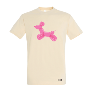 KIKA KÖVEŠOVÁ tričko Pes ružový - na pomoc týraným zvieratám Krémová S