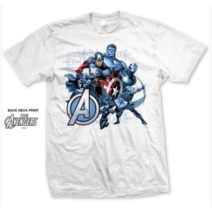 Avengers tričko Group Assemble Biela L