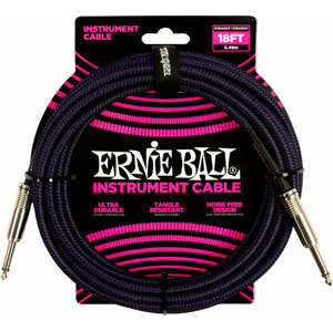 Ernie Ball Braided Straight Straight Inst Cable Čierna-Fialová 5,5 m Rovný - Rovný