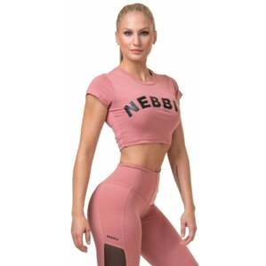 Nebbia Short Sleeve Sporty Crop Top Old Rose XS Fitness tričko