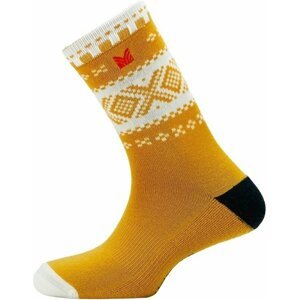 Dale of Norway Ponožky Cortina Socks Knee High Mustard/Off White/Dark Charcoal S